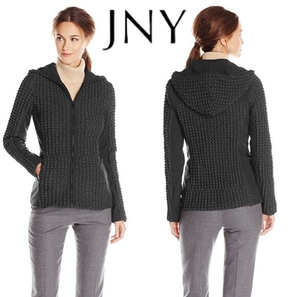 Jones New York Short Popcorn-Quilted Black Jacket - Picture 1 of 13